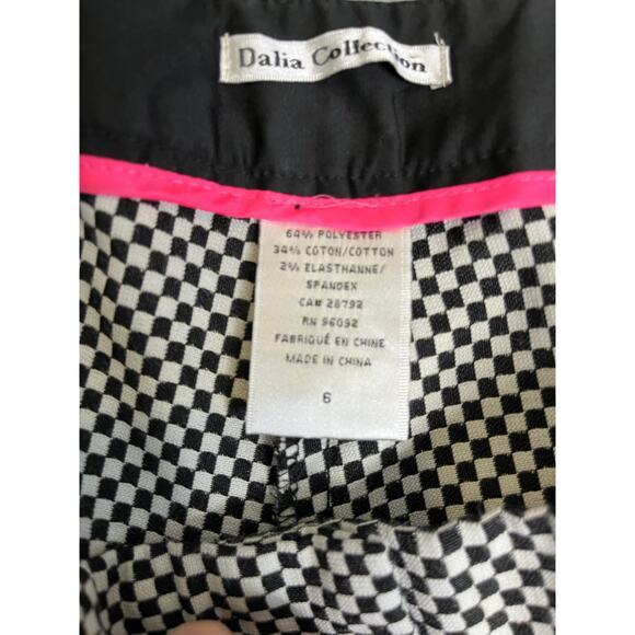 Dalia Collection Pants 6 Small Check Slim Leg Stretch Knit Low Rise Black White - Picture 8 of 16